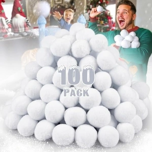 Snowball Fight Set Indoor 100 Pack 2 Inch Large Size Fake Snow Fight Ball for Kids Artificial Snow Balls Kids Toys, Winter Snowball Fight Games Xmas Party Decor DIY Supplies Gifts