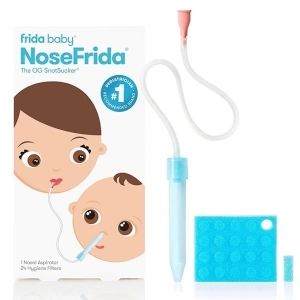 Frida Baby NoseFrida SnotSucker Nasal Aspirator for Baby, Baby Nose Sucker with 24 Extra Hygiene Filters, Baby Congestion Relief, FSA/HSA Eligible