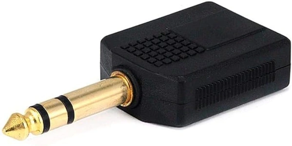 Monoprice 6.35mm (1/4 Inch) Stereo Plug to 2 x 6.35mm (1/4 Inch) Stereo Jack Splitter Adaptor - Gold Plated