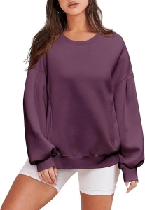 Wenrine Women's Long Sleeve Oversized Sweatshirt Fall Casual Crew Neck Warm Pullover Sweatshirts