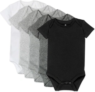 HonestBaby baby-boys 5-pack Short Sleeve Bodysuits One-piece 100% Organic Cotton for Infant Baby Boys, Unisex