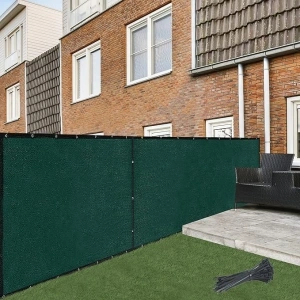 ASTEROUTDOOR Balcony and Fence Privacy Screen 3' x 10' with 90% Shade Rating - Green 170 GSM Polyethylene Fabric