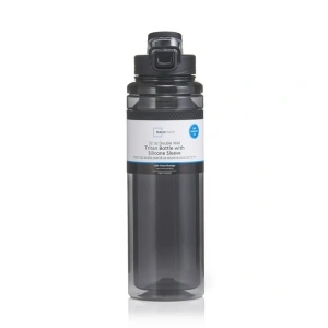 Mainstays 32 fl oz Rich Black Solid Print Plastic Water Bottle with Wide Mouth Lid