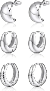 adoyi Hypoallergenic Surgical Steel Earrings for Sensitive Ears 14K Gold Plated Samll Huggie Hoops Earrings Flat Back Studs Stainless Steel Cartilage Earrings for Women Men Multiple Piercing