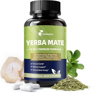 Yerba Mate Capsules - Yerba Mate Complex Supplement for Focus, Memory & Energy Support - Mate Tea Alternative with Natural Caffeine, Portable & Easy to Use - 60 Servings