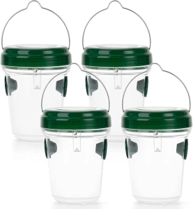 Wasp Traps Outdoor Hanging, Hornet Trap with Solar Power, Double Attraction, Suitable for Outdoor, Orchard, Garden