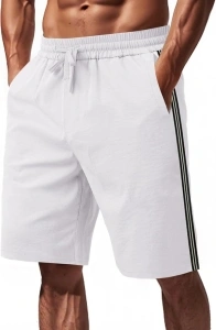 Mens Casual Shorts Summer Beach Drawstring Elastic Waist Shorts Lightweight Athletic Workout Gym Jogger Bermuda Shorts