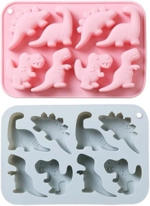 A-XINTONG 2-Pack Cute Silicone Cake Mold, Cartoon Dinosaur-Shaped Chocolate Tray, 8 Capacity Candy Fudge Mold, for Cake Baking Decoration Tool DIY Handmade Soap