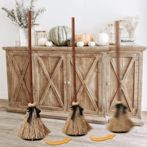 Halloween Decoration- 43.5 Inches Tall Animated Floating Witch's Broom –Haunted Dancing Broom for Indoor Party Home Floor Decor