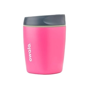 Owala SmoothSip Insulated Stainless Steel Coffee Tumbler, Reusable Iced Coffee Cup, Hot Coffee Travel Mug, BPA Free, Perfect for Cappuccino, 10 oz, Pink (Watermelon Breeze)