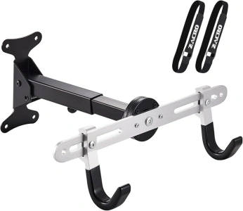 Zacro Bike Wall Mount Hanger, Upgraded 360° Adjustable Bike Rack Garage, Bicycle Wall Mount, Bike Horizontal Holder for Indoor Bike Storage for Road Mountain Hybrid Bikes With 2 Pcs Bike Rack Straps