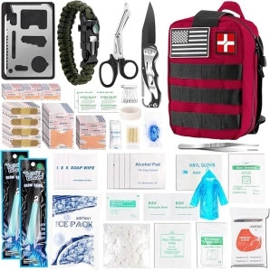 278 PCS First Aid Kit for Car Home, Gifts for Dad Him Men Women Kids Christmas,Survival Kits/Emergency Medical Supplies for Travel Office Outdoor Hiking Camping Backpacking (Red)