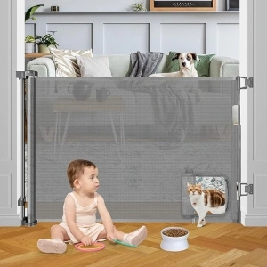 Baby Gate with Cat Door Walk Through 55