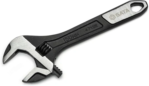 SATA 6-Inch Professional Extra-Wide Jaw Adjustable Wrench with Forged Alloy Steel Body and a Chrome Plated Finish - ST47122