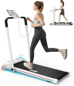 CIIHI Folding Treadmill Walking Pad with Incline - Walking Pad Treadmill with Handle Bar - 4 in 1 Foldable Treadmill with 3-Stage Incline - Under Desk Treadmill with Remote for Home/Office