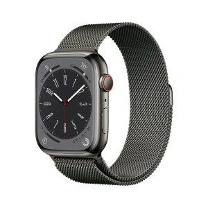 Apple Watch Series 8 GPS + Cellular 45mm Graphite Stainless Steel Case with Graphite Milanese Loop. Fitness Tracker, Blood Oxygen & ECG Apps, Always-On Retina Display