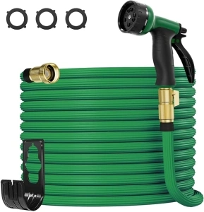 Expandable Garden Hose 50ft, Thickened Leakproof Water Hose with 10 Function Spray Nozzle, 3/4