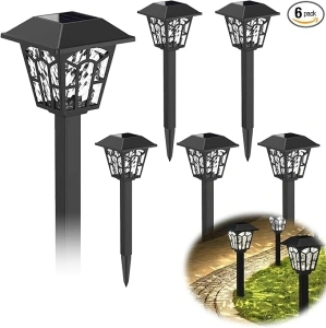 Dusk to Dawn Solar Lights Outdoor Waterproof,Bright Solar Lights Outside,Solar Powered Led Pathway Lights for Yard Garden Landscape Driveway Walkway Path Patio Lawn Sidewalk 6 Pack Cool White