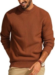 PJ PAUL JONES Men's Crewneck Pullover Sweater Long Sleeve Casual Textured Sweaters