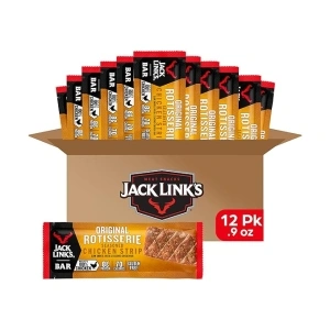 Jack Link's Meat Strips, Rotisserie Chicken, 12 Count – Great Protein Bar, 8g of Protein and 70 Calories, Made with Premium Chicken, Gluten Free, No added MSG or Nitrates/Nitrites