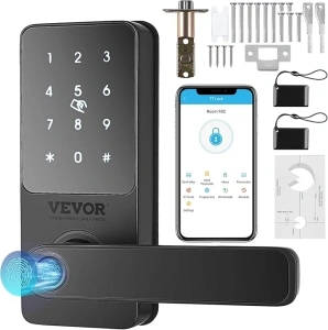 VEVOR Smart Lock, 5-in-1 Smart Door Knob, Fingerprint Deadbolt with App Control, Keyless Entry Door Lock with Handle, Bluetooth Smart Lock, Biometric Door Lock, Keypad Digital Door Lock for Front Door