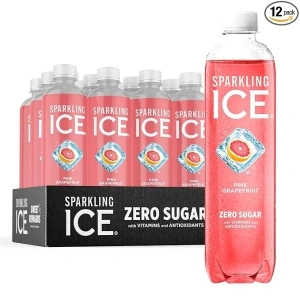 Sparkling Ice, Pink Grapefruit Sparkling Water, Zero Sugar Flavored Water, with Antioxidants and Vitamins, Zero Sugar, 17 fl oz Bottles (Pack of 12)