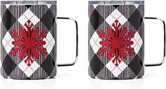 Cambridge Coffee Mug, 2-Piece, Black Plaid