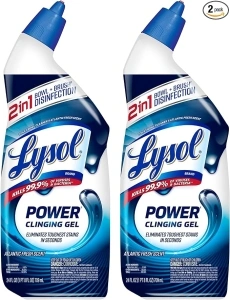 Lysol Power Toilet Bowl Cleaner Gel, For Cleaning and Disinfecting, Stain Removal, 24 Fl oz (2-pack),Packaging may vary