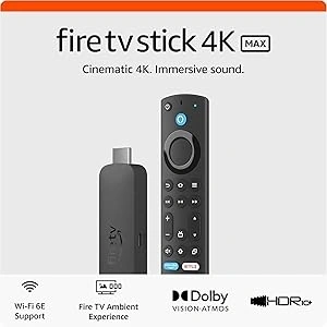 Amazon Fire TV Stick 4K Max, our most powerful 4K streaming stick with Wi-Fi 6E support, 16GB Storage, Quad-Core Processor