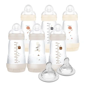 9 oz. Easy Start Matte Deco, 2+ Months, Unisex, 6 Pack (with 2X Bonus Fast and Extra Fast Nipples)