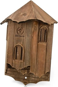 Wooden Castle Bat Houses for Outside Bat Box for Outdoors - Large Three Chamber Box Perfectly Designed to Attract Bats - Durable and Easy to Hang (Bat House Ⅰ Brown)