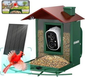 Osoeri Bird Feeder with Camera, Smart Bird Feeder Camera with AI Identify, Auto Capture Bird Videos & Motion Detection, Ideal Gift for Bird Lovers