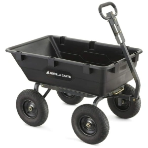 Gorilla Carts 6 Cu Ft Heavy Duty Poly Dump Cart, w/ Steel Frame, Black