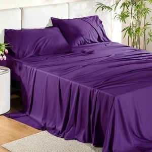 Bedsure California King Sheet Sets, Cooling Sheets, Rayon Derived from Bamboo, Deep Pocket Up to 16