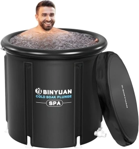 BINYUAN XL Ice Bath Tub for Athletes With Cover 99 Gal Cold Plunge Tub for Recovery, Multiple Layered Portable Ice Bath Plunge Pool Suitable for Gardens, Gyms and Other Cold Water Therapy Training