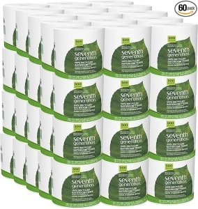 Seventh Generation White Toilet Paper 2-ply 100% Recycled Paper, 500 sheets, Pack of 60