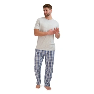 Hanes Men's Short Sleeve Knit Sleep Top with Stretch Woven Pajama Pants