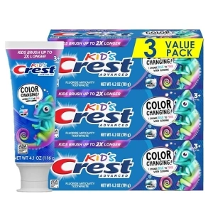 Crest Advanced Kid's Fluoride Toothpaste, Bubblegum Flavor, 4.2 oz, 3 Count, Color-Changing Anticavity Toothpaste