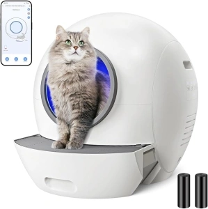 Self-Cleaning Litter Box, SMARTELF Automatic Cat Litter Box Extra Large Litter Box for Multiple Cats, Odor Removal Anti Pinch Kitty Litter Box