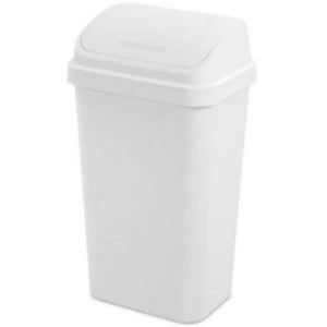 Sterilite 13 Gallon Trash Can, Plastic Swing Top Kitchen Trash Can, White