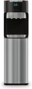 Brio Bottom Loading Water Cooler Dispenser for 5 Gallon Bottles - 3 Temperatures with Hot, Room & Cold Spouts, Child Safety Lock, LED Display with Empty Bottle Alert, Stainless Steel