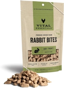 Vital Essentials Freeze Dried Raw Whole Animal Dog Treats, Rabbit Bites, 2 oz