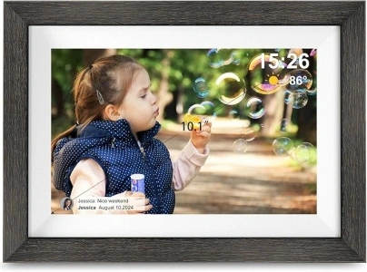 Frameo Digital Photo Frame,10.1 Inch WiFi Smart Digital Picture Frame with HD IPS Touch Screen,Auto-Rotate,Send Pictures from Anywhere via Frameo APP(Wood Effect)