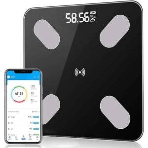 Scales for Body Weight and Fat, Digital Bathroom Scale with Led Display, Body Composition Analyzer with Smartphone Application and Bluetooth synchronous Scale