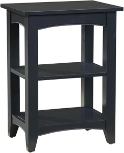 Alaterre Furniture Shaker Cottage End Table with 2 Shelves, Charcoal Gray