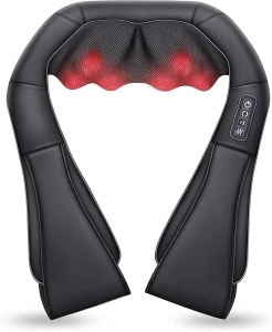 COMFIER Shiatsu Neck and Shoulder Massager,Deep Kneading Massage Pillow with Heat, Back Massager, Pillow Massager as Best Father's Day Gifts for Dad Men, Black