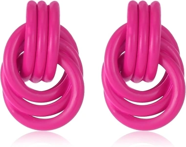 Chunky Gold Knot Heart Earrings for Women Colored Drop Dangle Statement Earrings Trendy Link Earring Jewelry