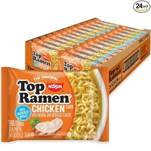 Nissin Top Ramen Noodle Soup, Chicken, 3 Ounce (Pack of 24)