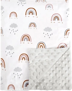 david's kids Minky Baby Throw Blanket for Boys Girls Neutral, 50x60 Inches Soft Lightweight Micro Fleece Blanket with Double Layer, Dotted Backing, Breathable Receiving Blanket for Newborns, Rainbow