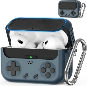 Inesore with Anti-Fall Lock Case for AirPods Pro 2nd Generation Case Cover,Classic Handheld Game Console Design Case Sturdy TPU Protective for AirPods Pro 2nd/1st Case 2019/2022/2023(Black)